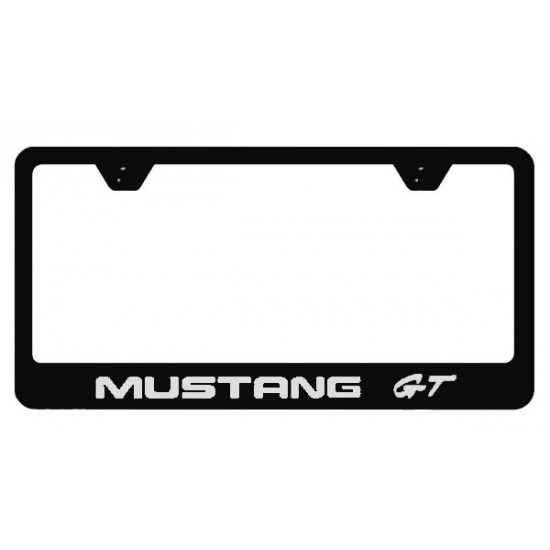 Black Metal License Plate Frame with MUSTANG GT logo
